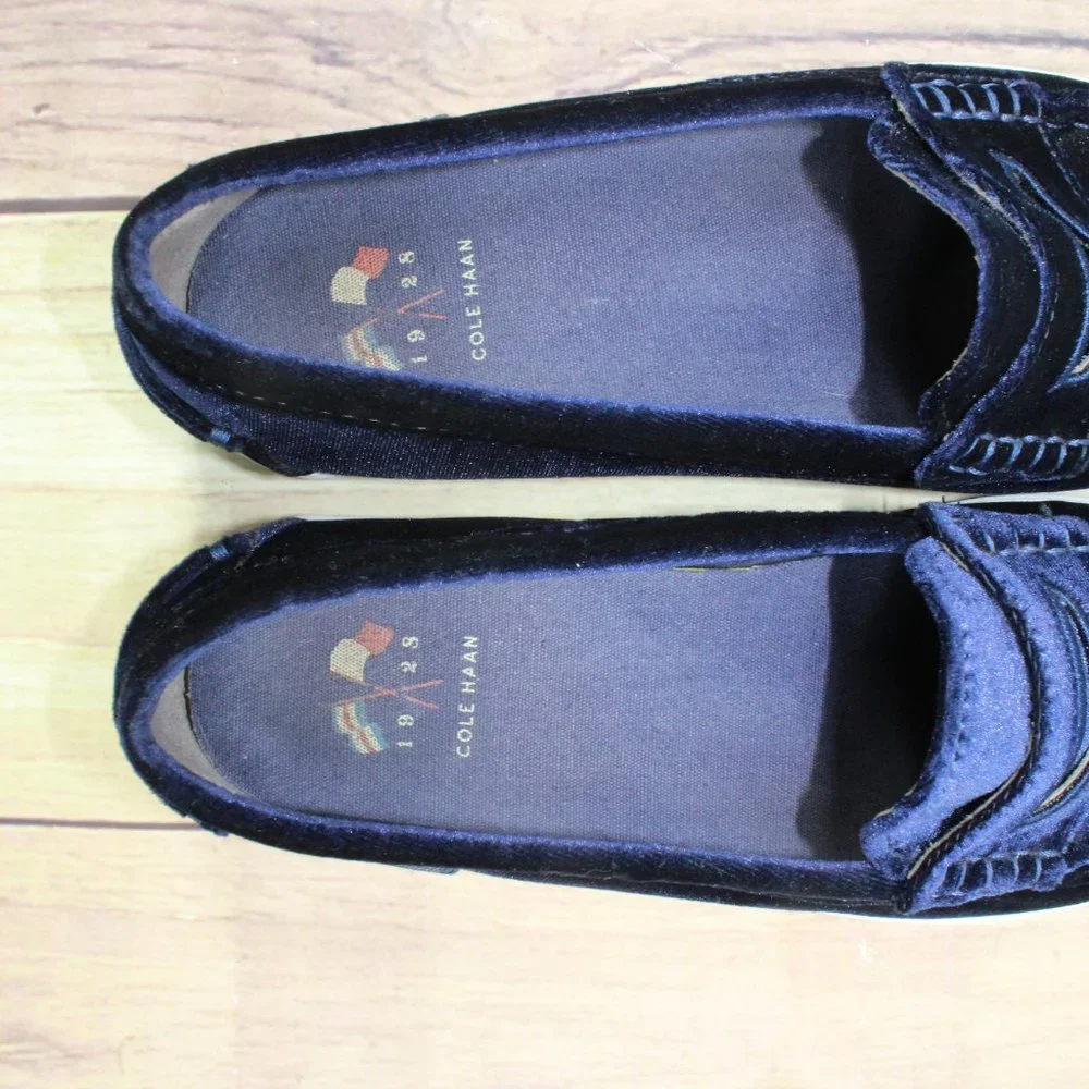 Cole Haan Nantucket Blue Velvet Slip-on Driving Loafers Flat Shoes Size 6.5 B - Picture 7 of 9